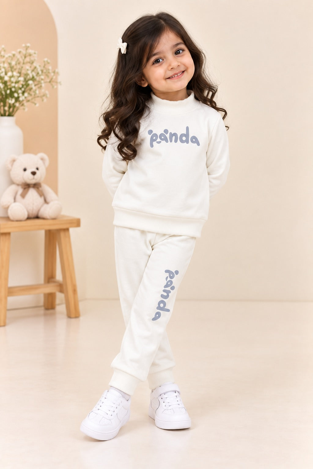 White Panda Velora Rib Fabric Suit