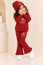 Maroon Hearts Velora Rib Fabric Suit