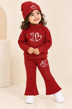 Maroon Hearts Velora Rib Fabric Suit