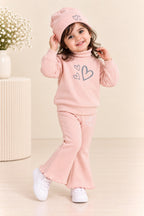Baby Pink Hearts Velora Rib Fabric Suit