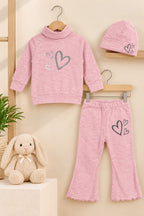 Pink Lines Hearts Velora Rib Fabric Suit
