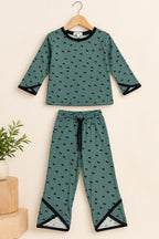 Green Butterfly Lustra Rib Fabric Suit