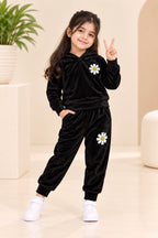 Black Flower Velvique Fabric Suit