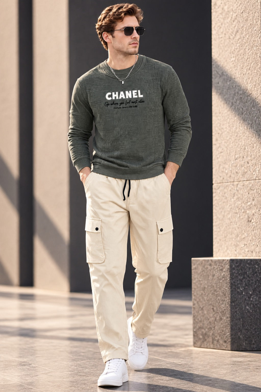 Grey Chanel Jackard Fleece Sweatshirt