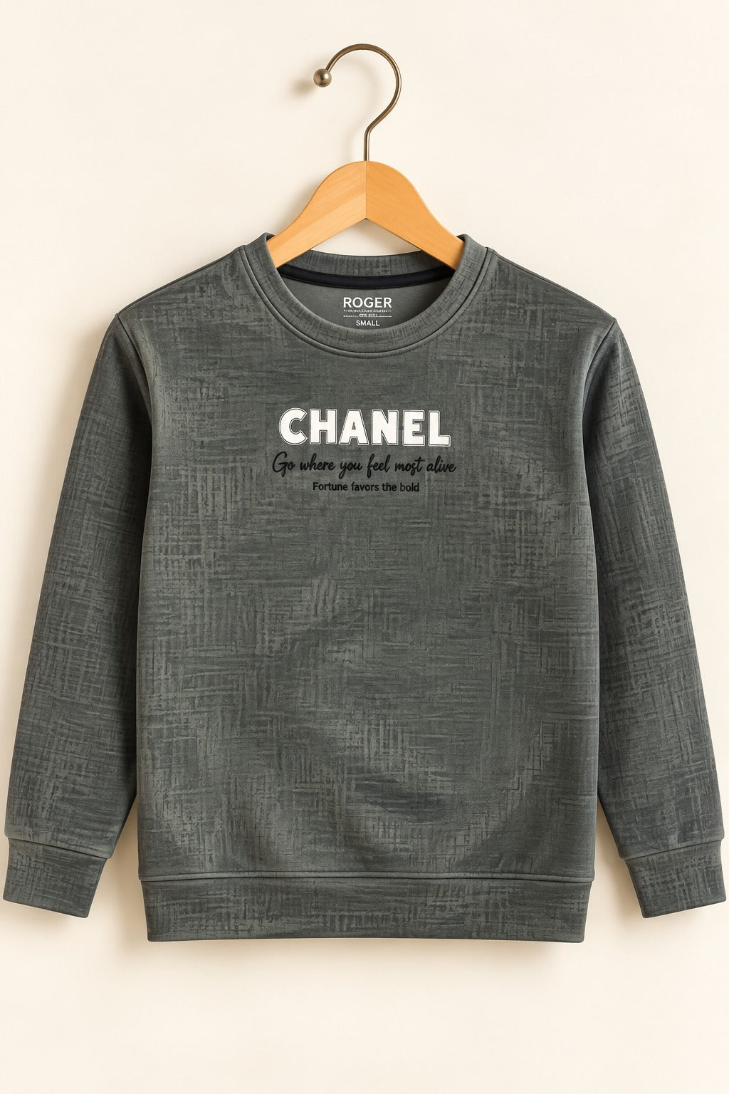 Grey Chanel Jackard Fleece Sweatshirt