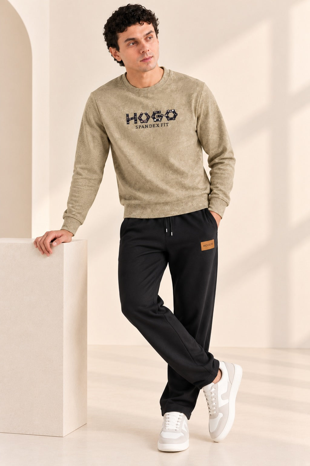 Cream Hugo Jackard Fleece Sweatshirt