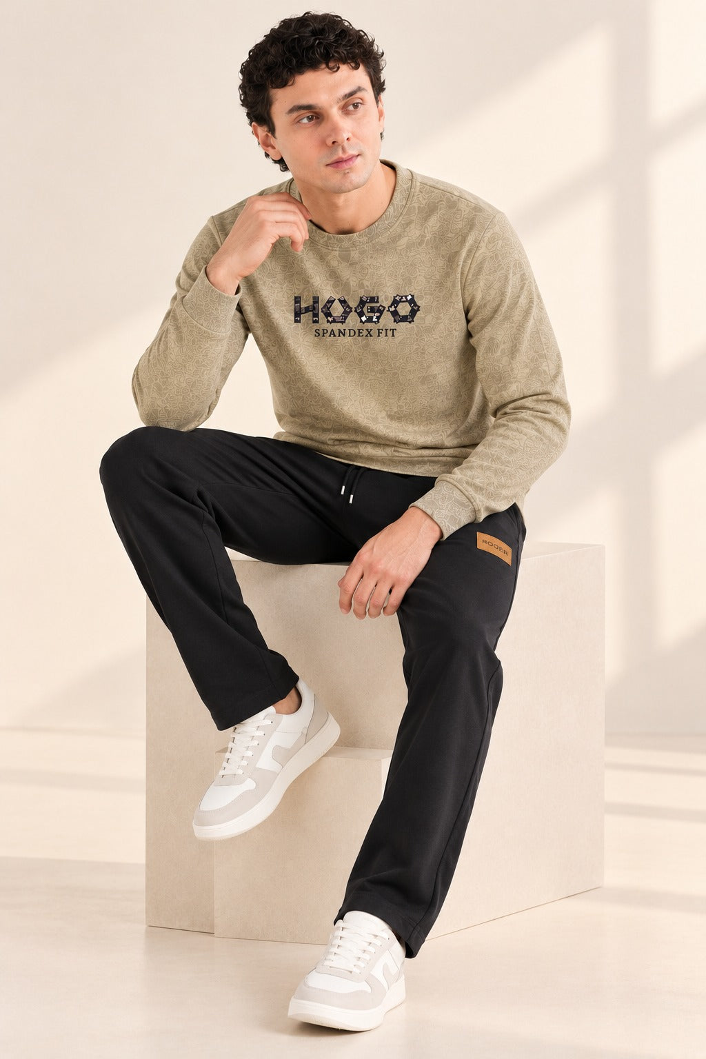 Cream Hugo Jackard Fleece Sweatshirt