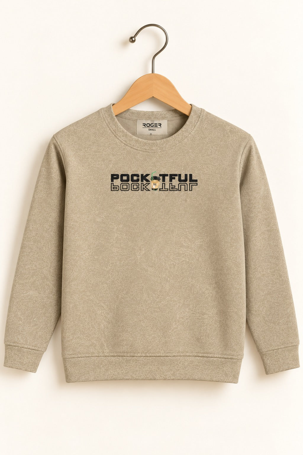 Cream Pocketful Jackard Fleece Sweatshirt Secondary image