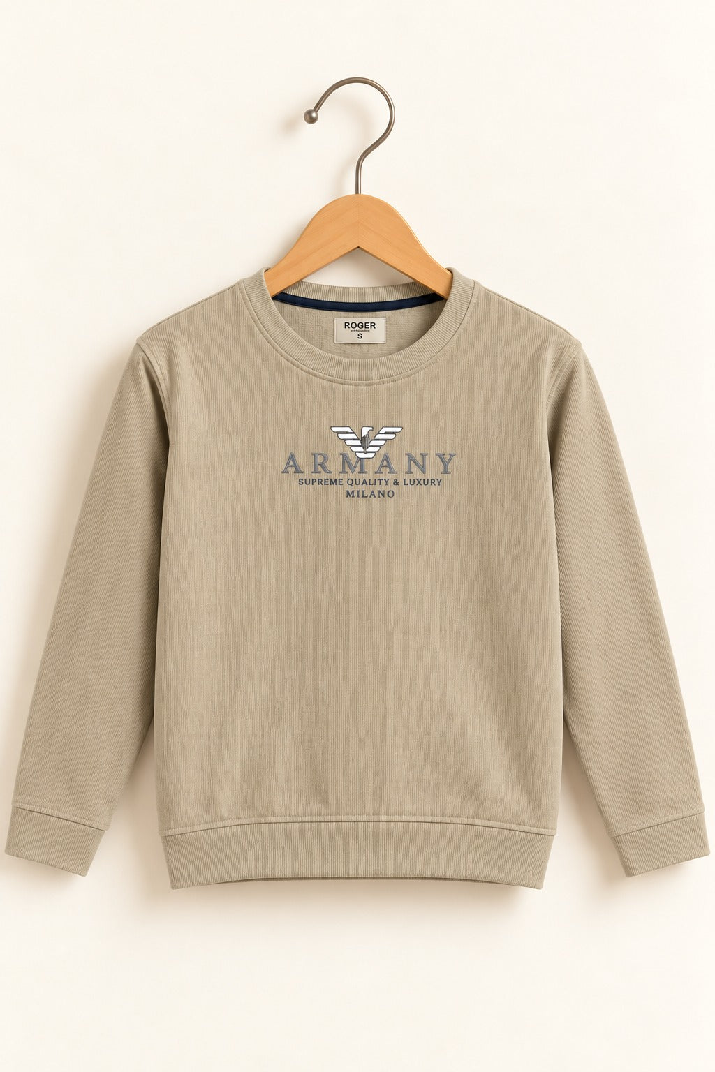 Cream Fashion Jackard Fleece Sweatshirt
