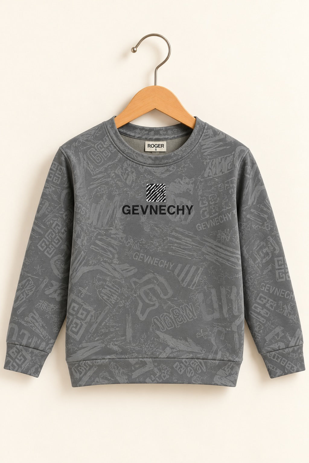 Grey Gevnechy Jackard Fleece Sweatshirt