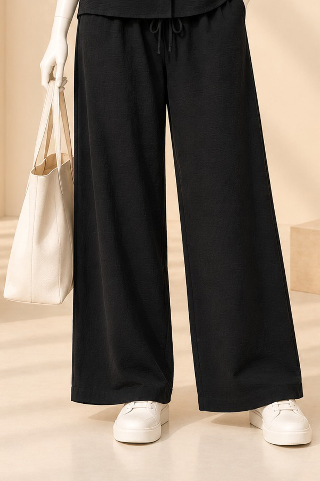 Black Linora Fabric Fabric Trouser