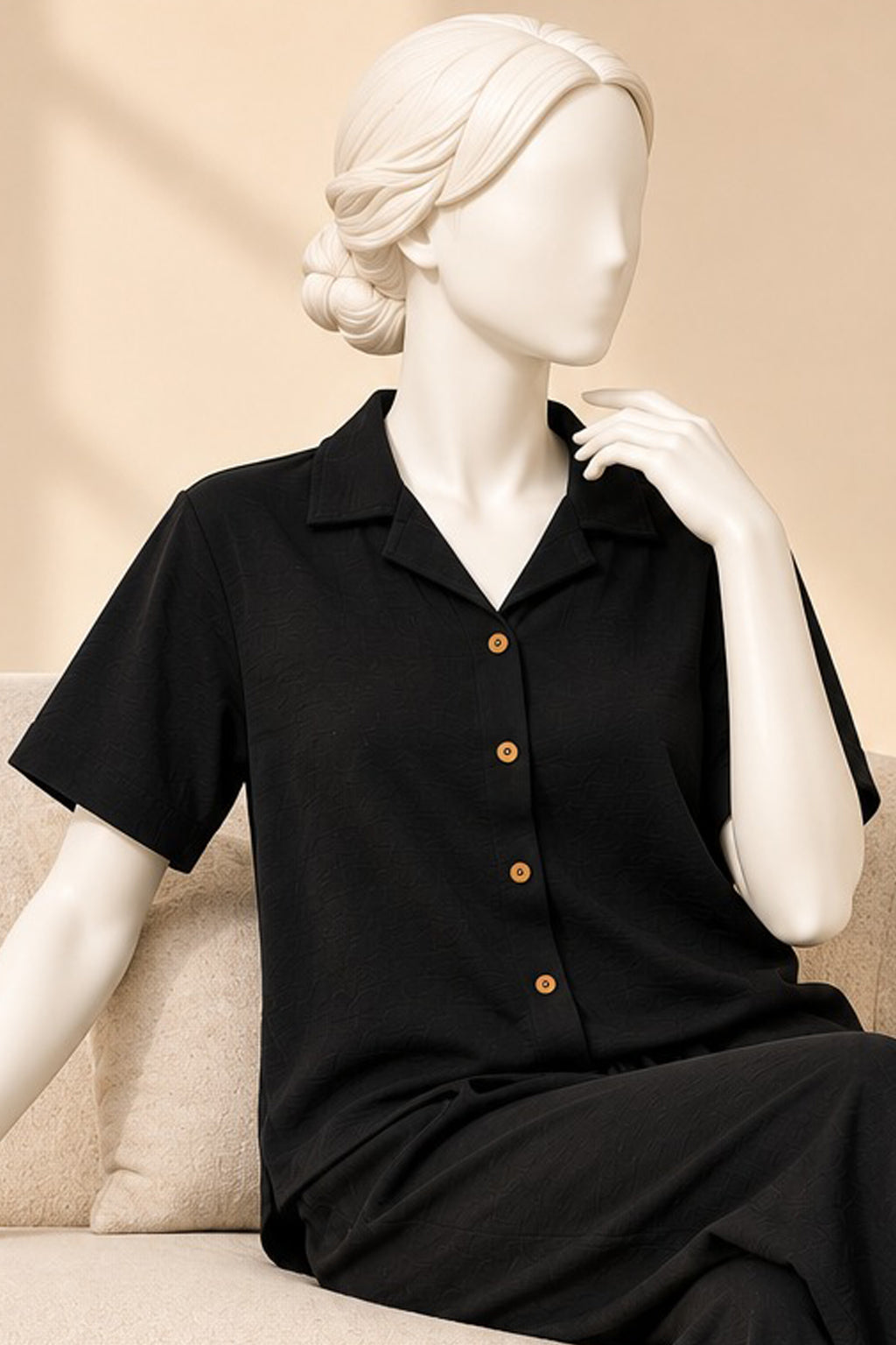 Black Linora Fabric Shirt
