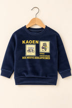 Navy Kaoen Jackard Fleece Fabric Sweatshirt