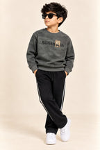 Grey Sun Shine Jackard Fleece Fabric Sweatshirt