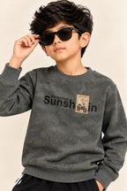 Grey Sun Shine Jackard Fleece Fabric Sweatshirt