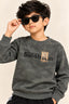 Grey Sun Shine Jackard Fleece Fabric Sweatshirt