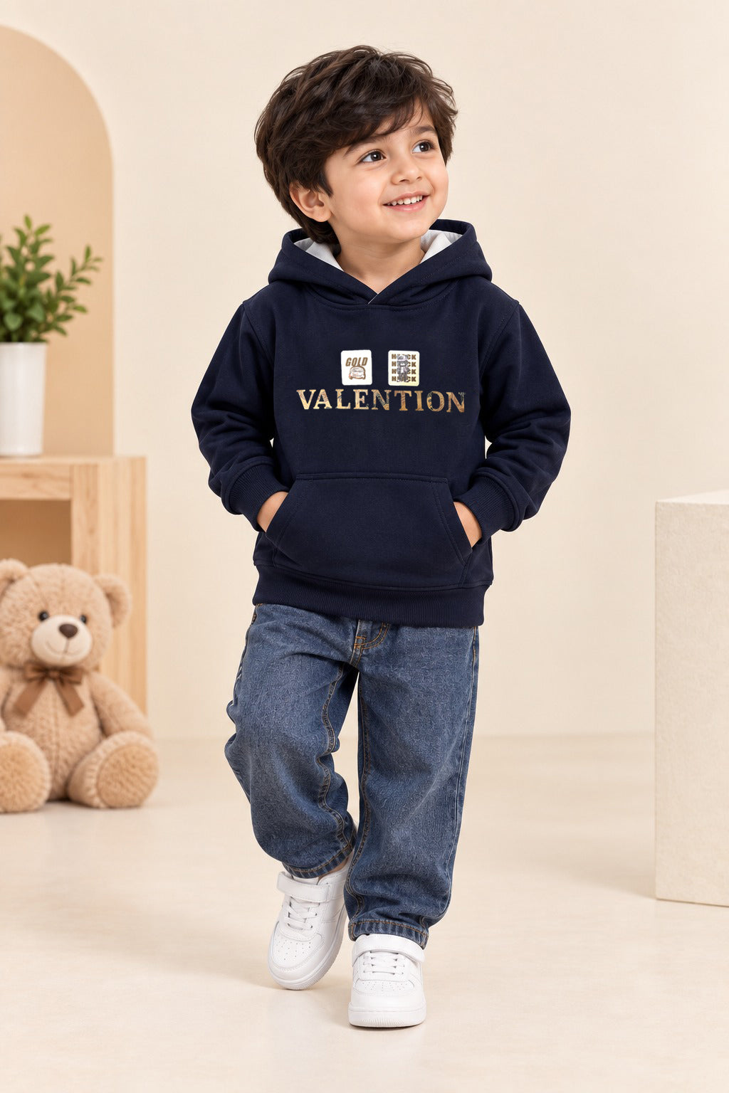 Navy Valention Polar Touch Fabric Hoodie