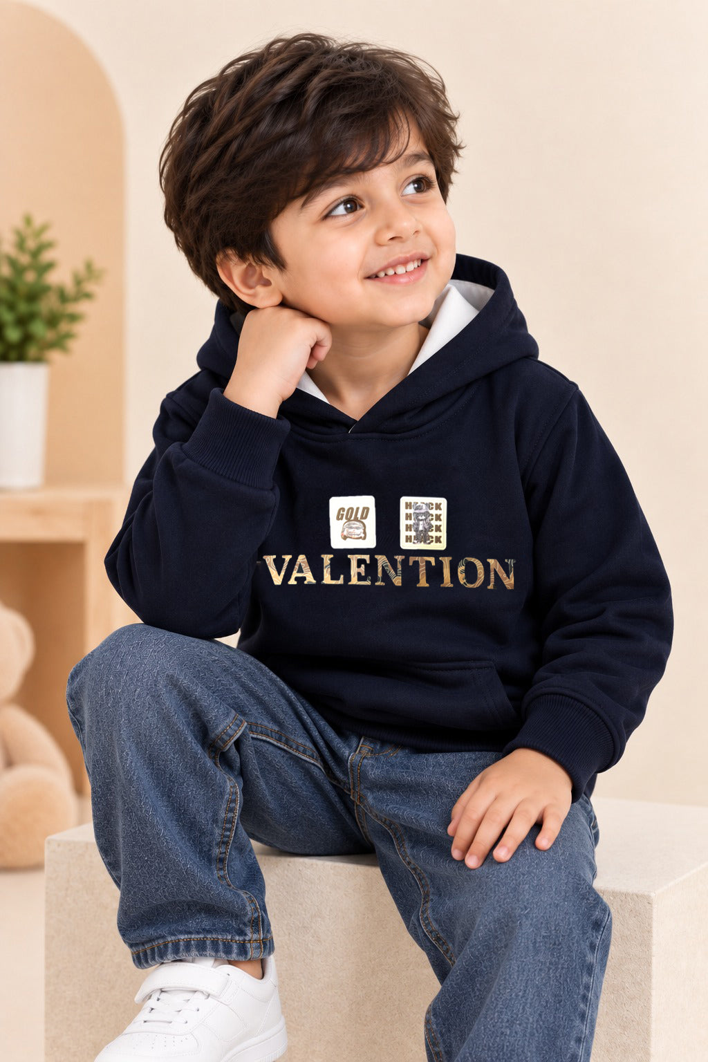 Navy Valention Polar Touch Fabric Hoodie Main image