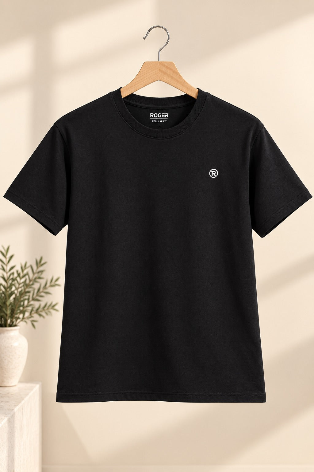 Plain Black Flexora Relax Fit Tees