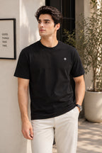 Plain Black Flexora Relax Fit Tees