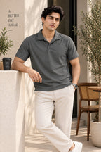 Grey Jonny Colar Flexora Silk Relax Fit Polo