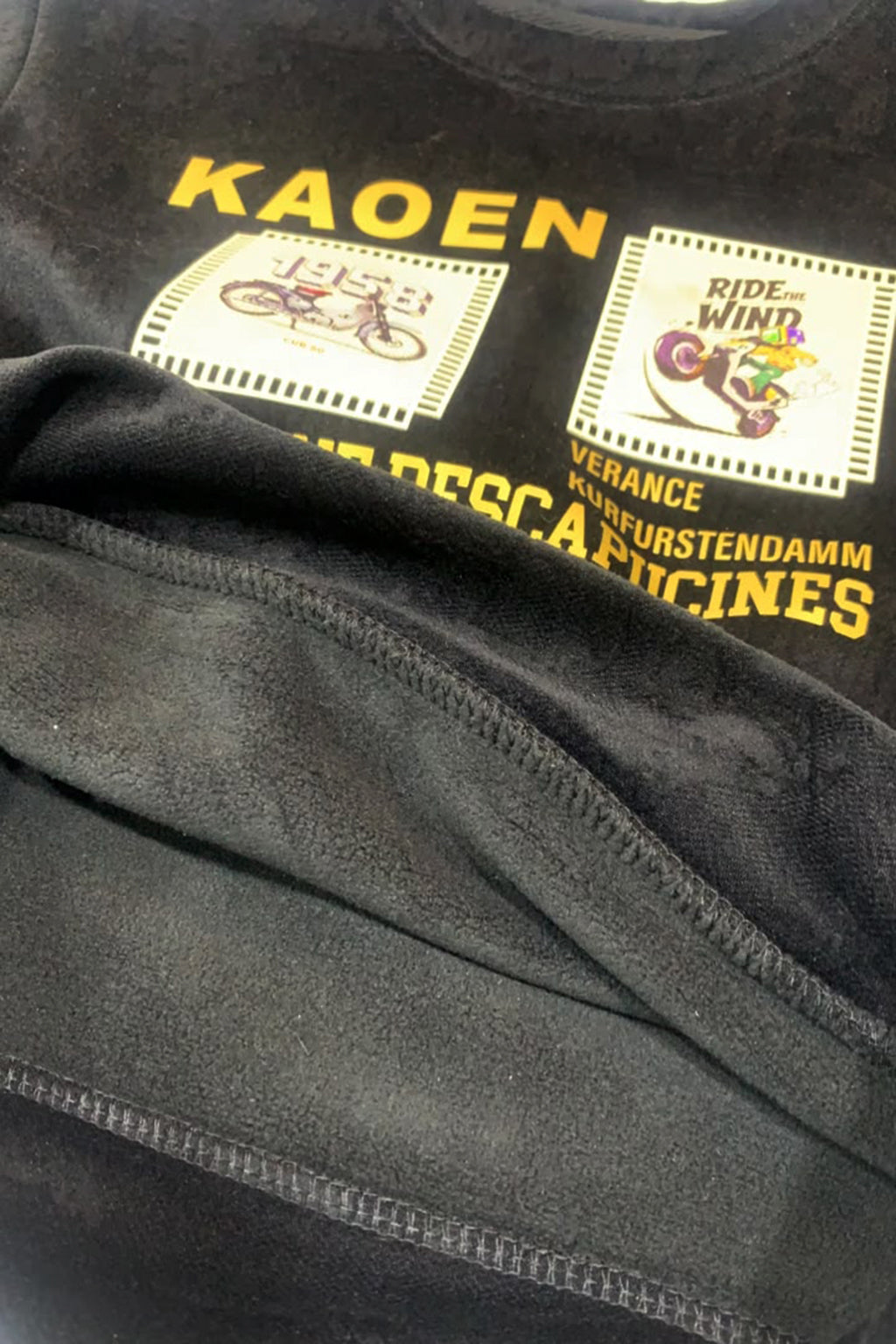 Black Kaoen Jackard Fleece Fabric Sweatshirt