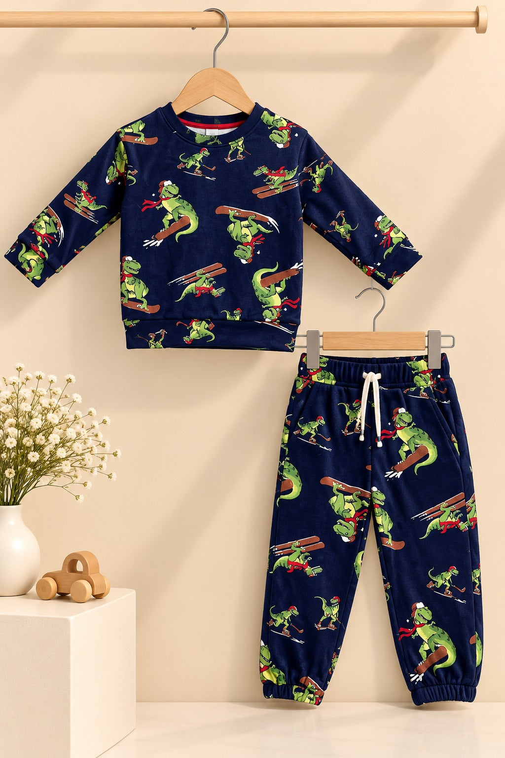 Navy Dino Cozy Luxe Suit Secondary image