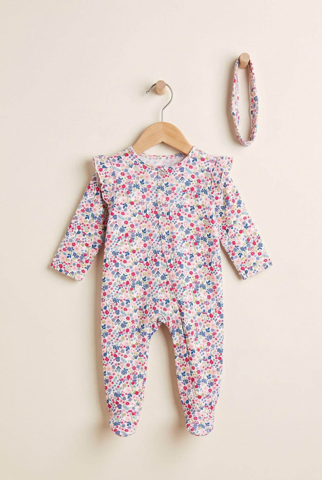 White Flowers RibLuxe Fabric Romper