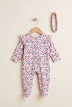 White Flowers RibLuxe Fabric Romper
