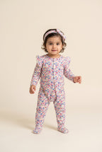 White Flowers RibLuxe Fabric Romper