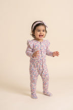 White Flowers RibLuxe Fabric Romper