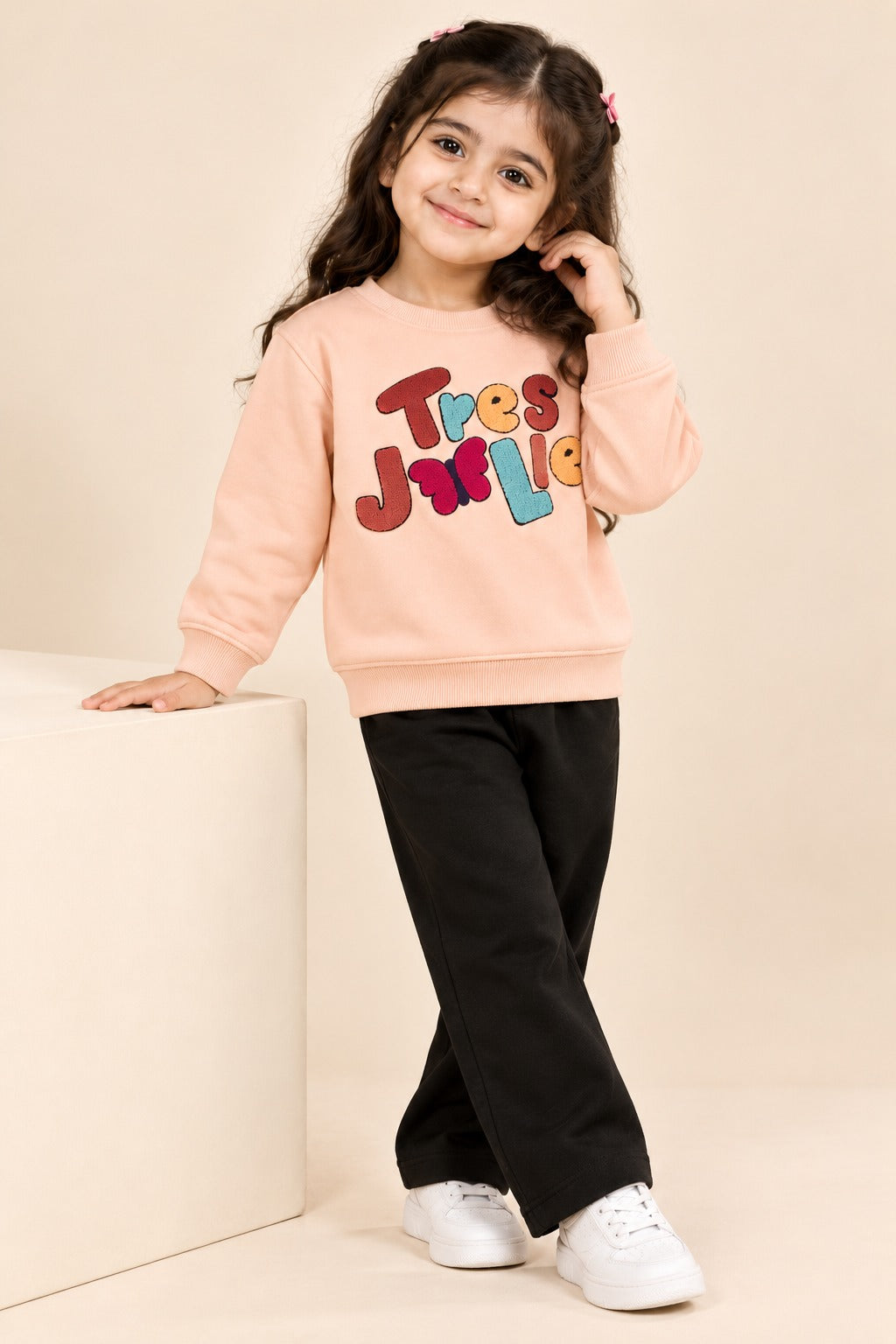 Pink Tres Cloud Weave Fabric Sweatshirt