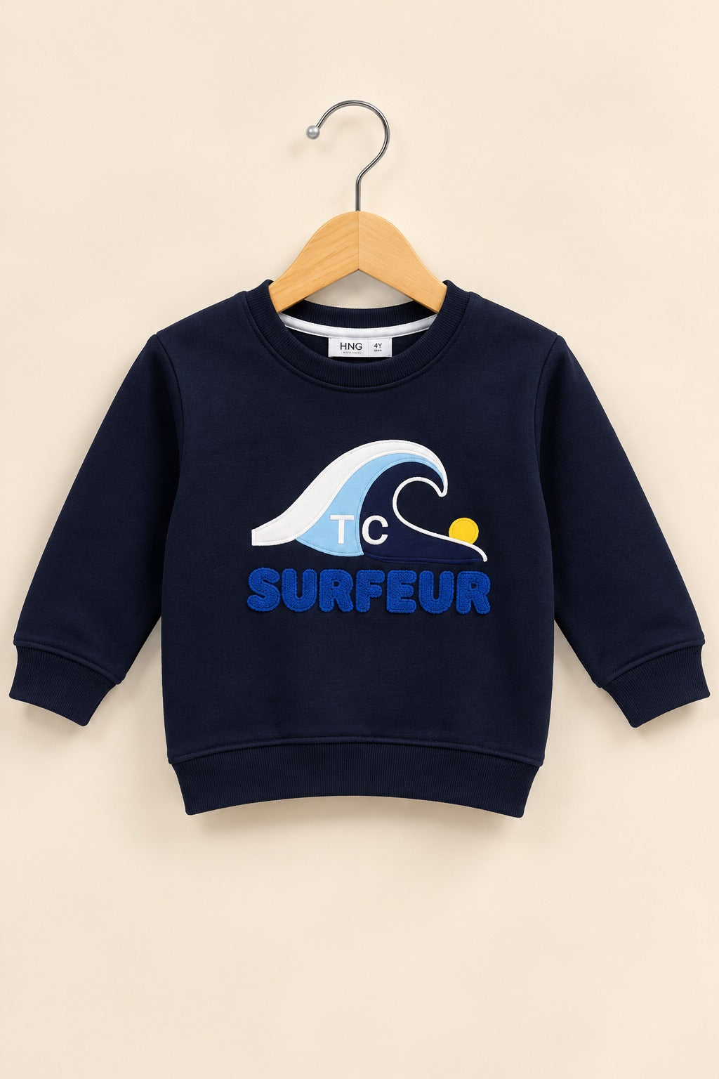 Navy Wave Weave Fabric Sweatshirt