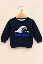 Navy Wave Weave Fabric Sweatshirt