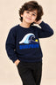 Navy Wave Weave Fabric Sweatshirt