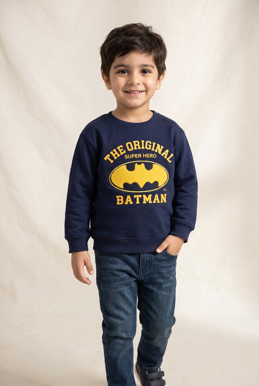 Navy Batman Cloud Weave Fabric Sweatshirt