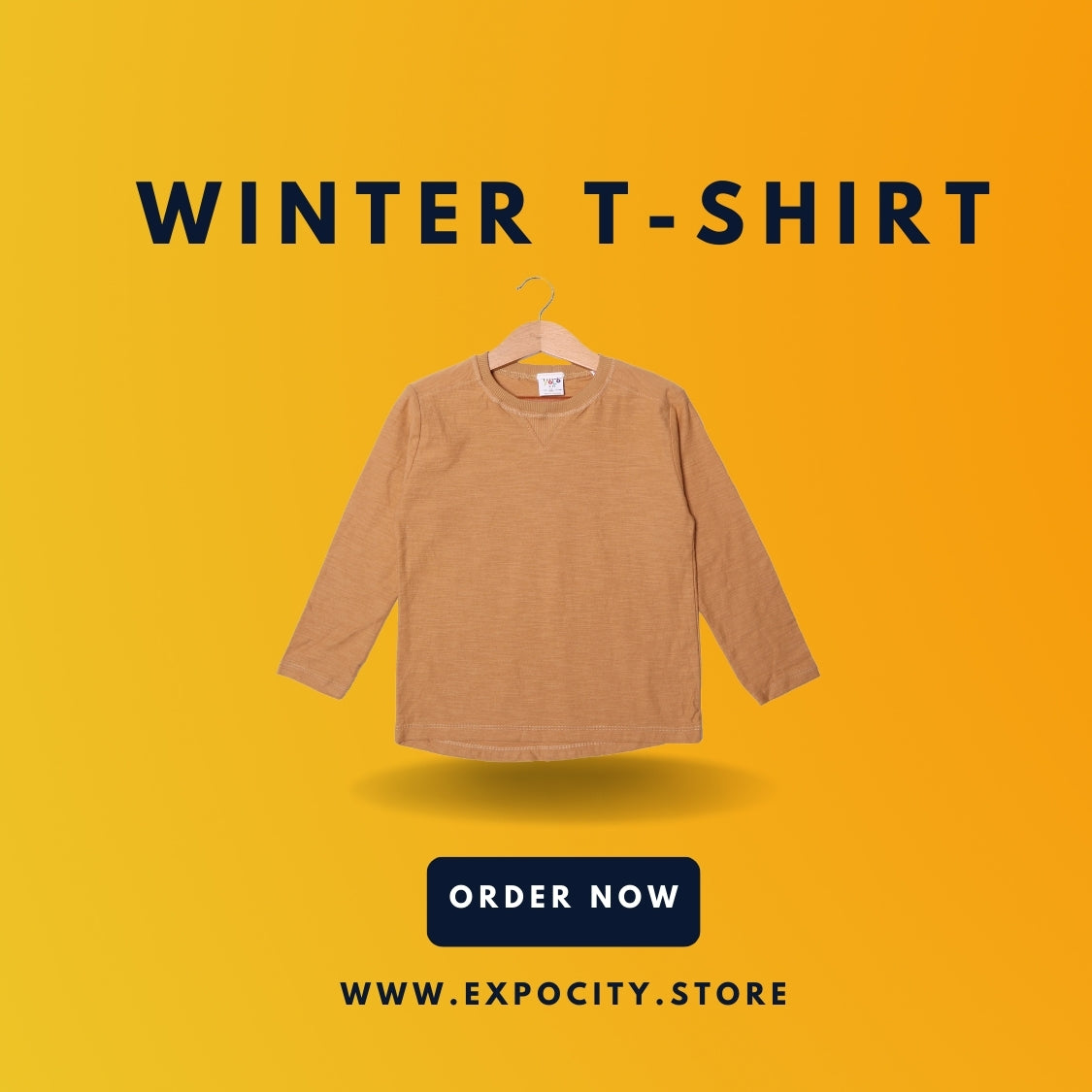 BROWN PLAIN RIBBED ROUND NECK FULL SLEEVES T-SHIRT Main image
