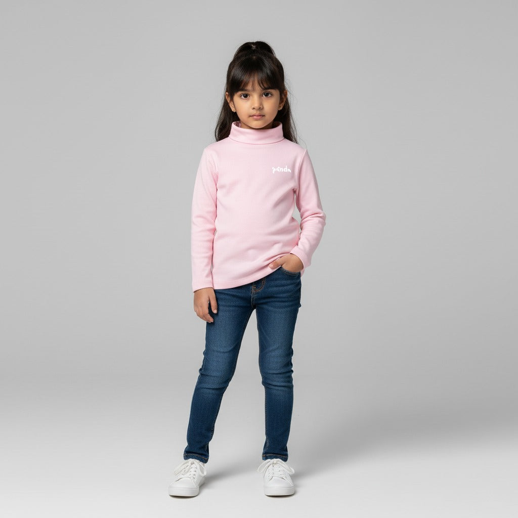 PINK PANDA PRINT HIGH NECK FULL SLEEVES FOR WINTERS Main image