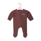BROWN PANDA RIBBED FABRIC POWER STRETCH FULL BODY FULL SLEEVES ROMPER