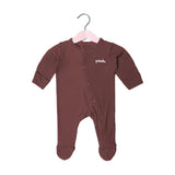BROWN PANDA RIBBED FABRIC POWER STRETCH FULL BODY FULL SLEEVES ROMPER