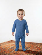 BLUE WITH BLUE STRIPES COTTON JERSY FABRIC FULL BODY FULL SLEEVES ROMPER