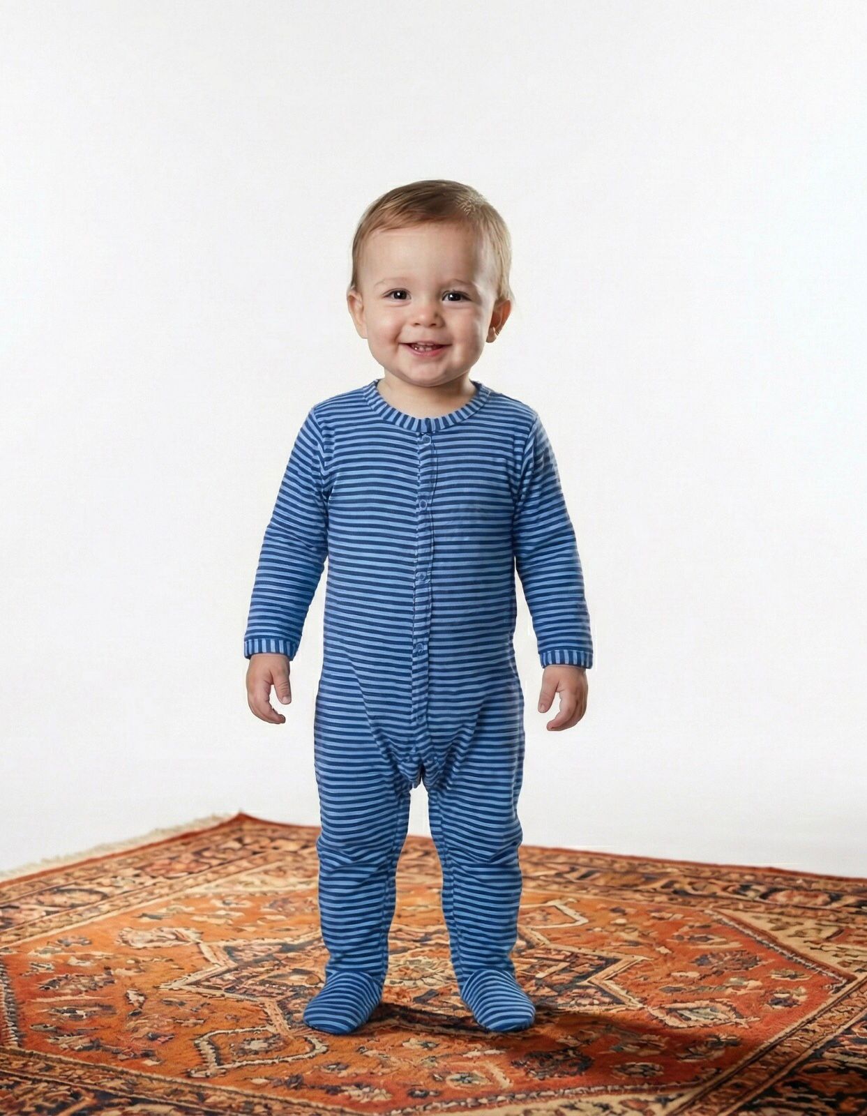 BLUE WITH BLUE STRIPES COTTON JERSY FABRIC FULL BODY FULL SLEEVES ROMPER
