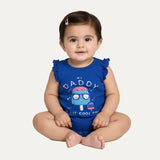 Royal Blue Daddy Cool Pop Print Half Body Romper For Summers