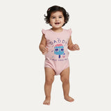 Light Pink Daddy Cool Pop Print Half Body Romper For Summers