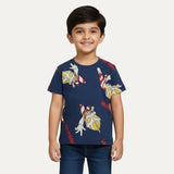 Blue Ultraman Printed Half Sleeves T-Shirt For Boys