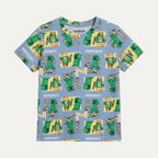 Sky Blue Minecraft Print Half Sleeves T-Shirt For Boys