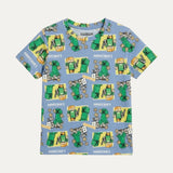 Sky Blue Minecraft Print Half Sleeves T-Shirt For Boys