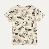 Cream Spider Man Print Half Sleeves T-Shirt For Boys
