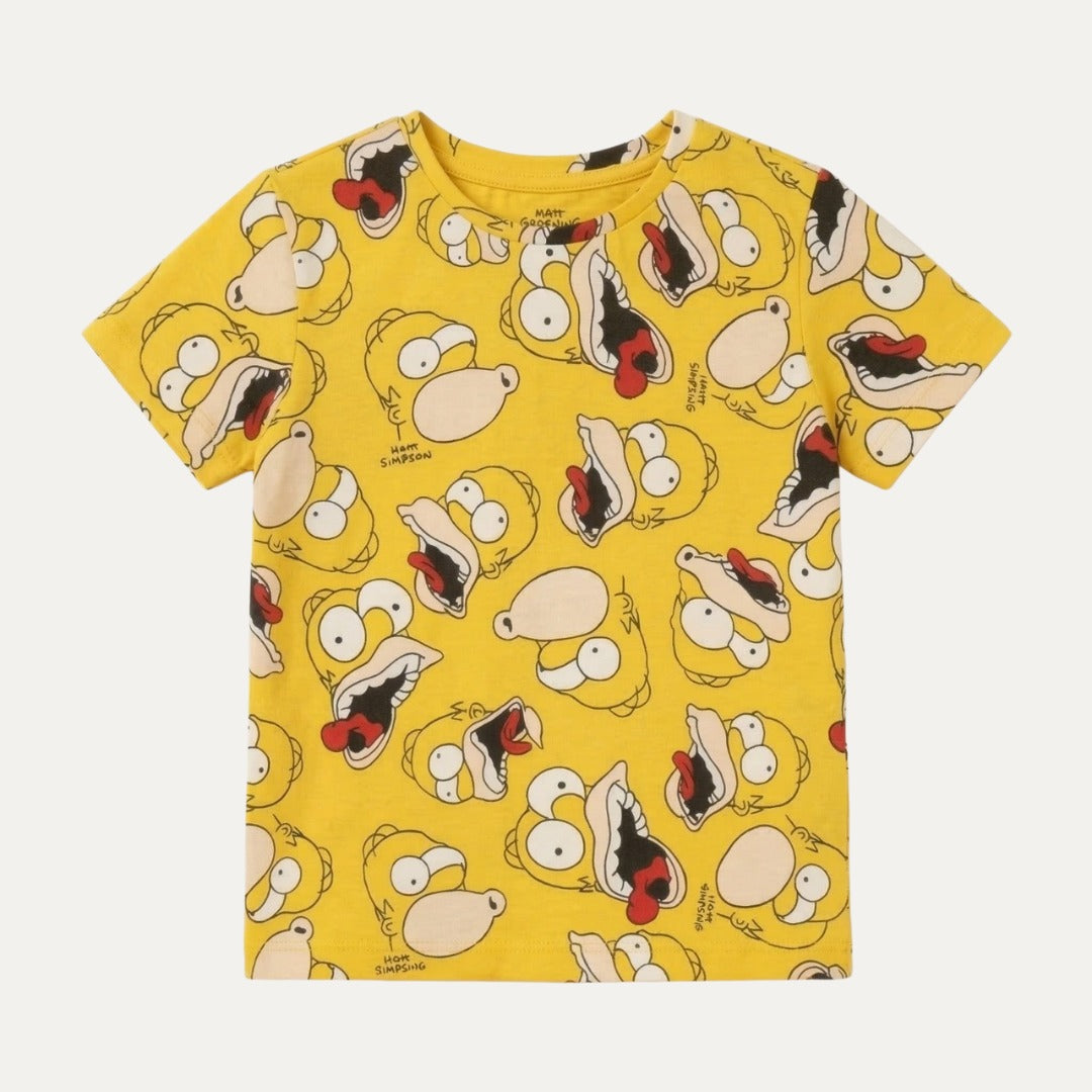 Yellow Cartoon Print Half Sleeves T-Shirt For Boys Secondary image