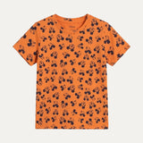 Orange Mickey Mouse Print Half Sleeves T-Shirt For Boys